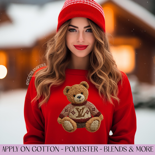 Teddy Bear LV Luxury Crochet Yarn - Full Color DTF Transfer