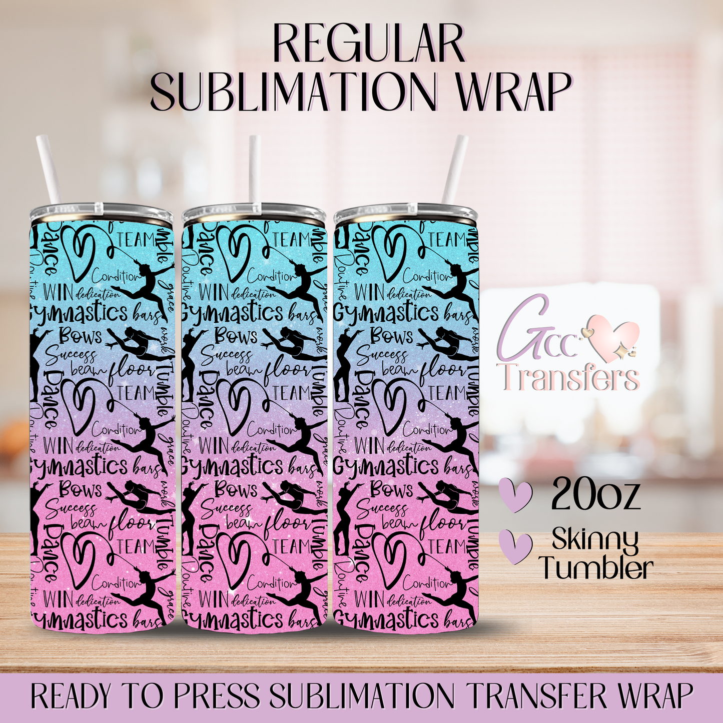 Teal Gymnastics - 20oz Regular Sublimation Wrap