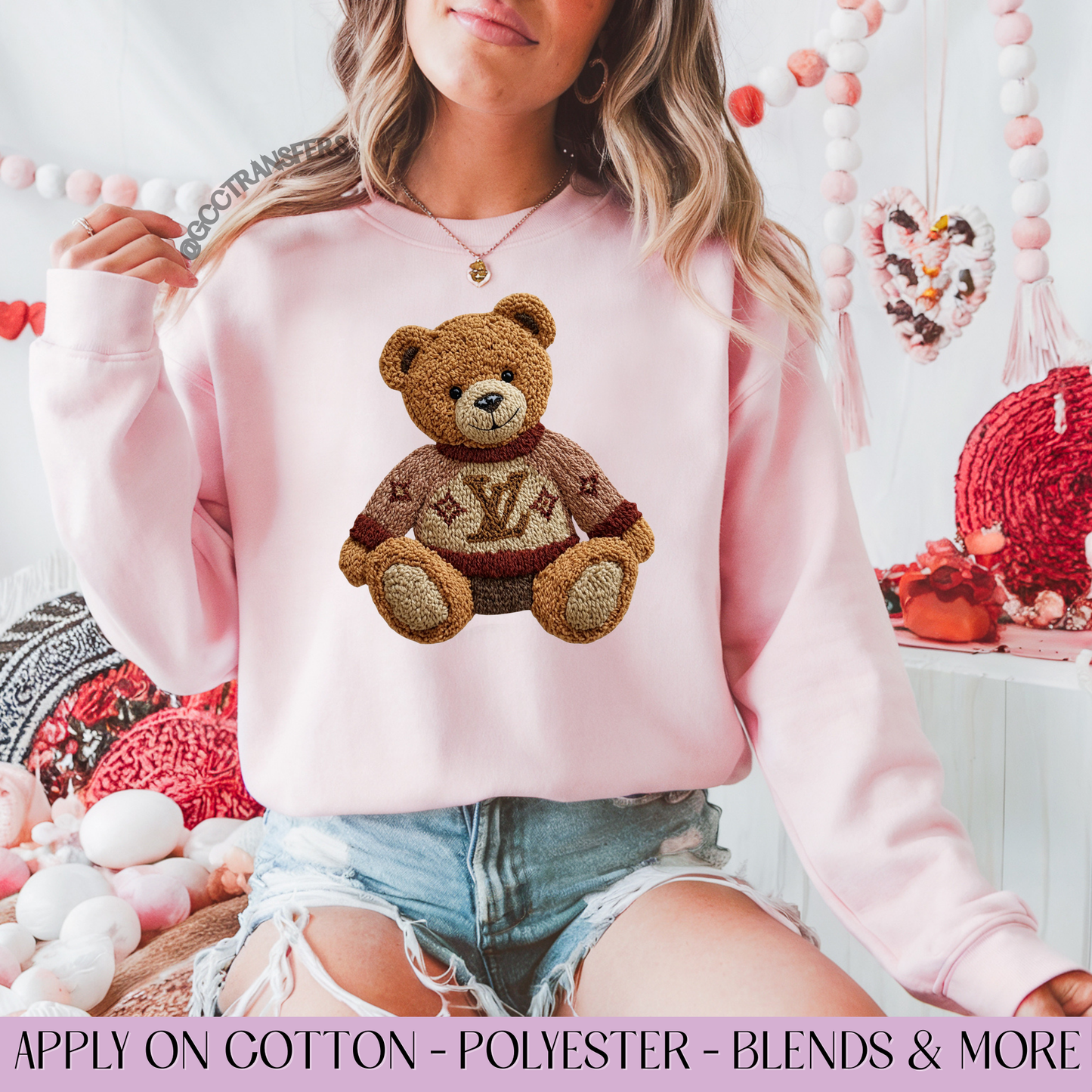 Teddy Bear LV Luxury Crochet Yarn - Full Color DTF Transfer