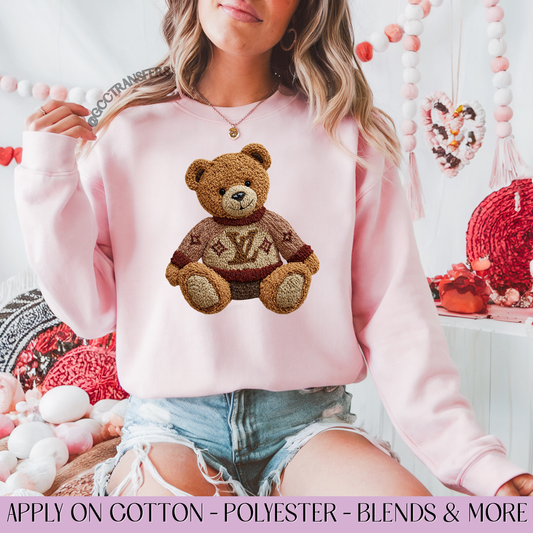 Teddy Bear LV Luxury Crochet Yarn - Full Color DTF Transfer