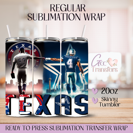 Texas Rangers Dallas - 20oz Regular Sublimation Wrap