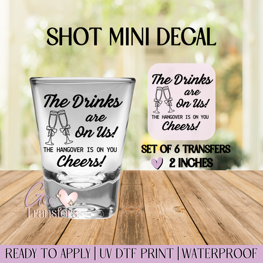 The Drinks are on Us! The Hangover is - Set of 6 (Shot UV Decals)