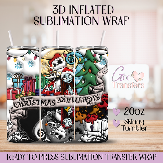 The Nightmare Before Xmas Halloween Characters - 20oz 3D Inflated Sublimation Wrap