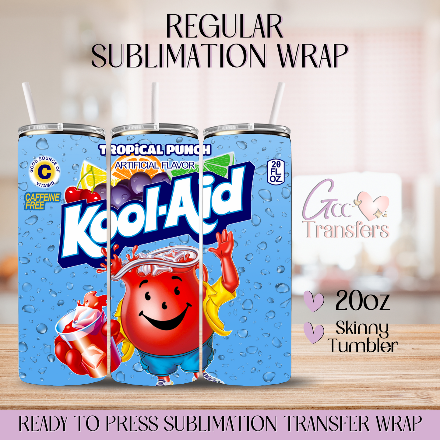 Tropical Punch Kool-Aid- 20oz Regular Sublimation Wrap