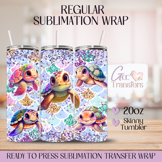 Turtle Underwater Sparkle - 20oz Regular Sublimation Wrap