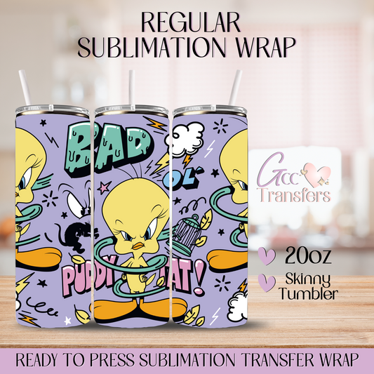 Badass Yellow Canary Cartoon - 20oz Regular Sublimation Wrap