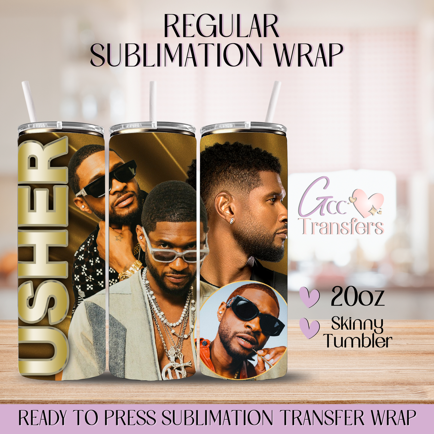 Usher Pop Singer Collage - 20oz Regular Sublimation Wrap