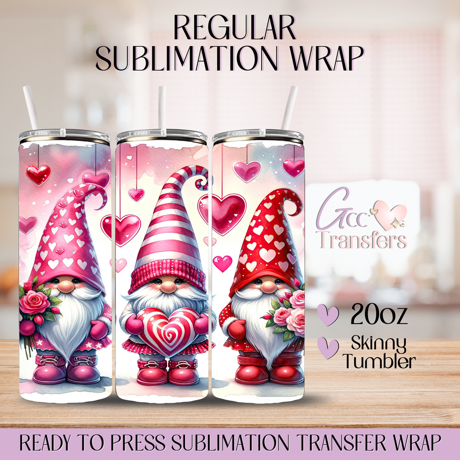 Valentine Gnomes Hearts Roses - 20oz Regular Sublimation Wrap
