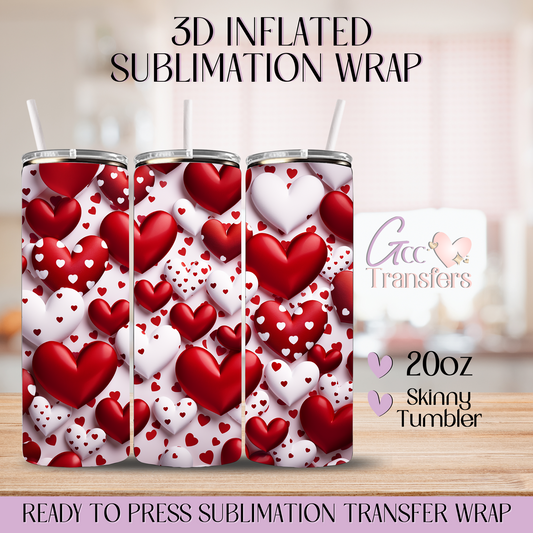 Valentine's Day Hearts Shape - 20oz 3D Inflated Sublimation Wrap