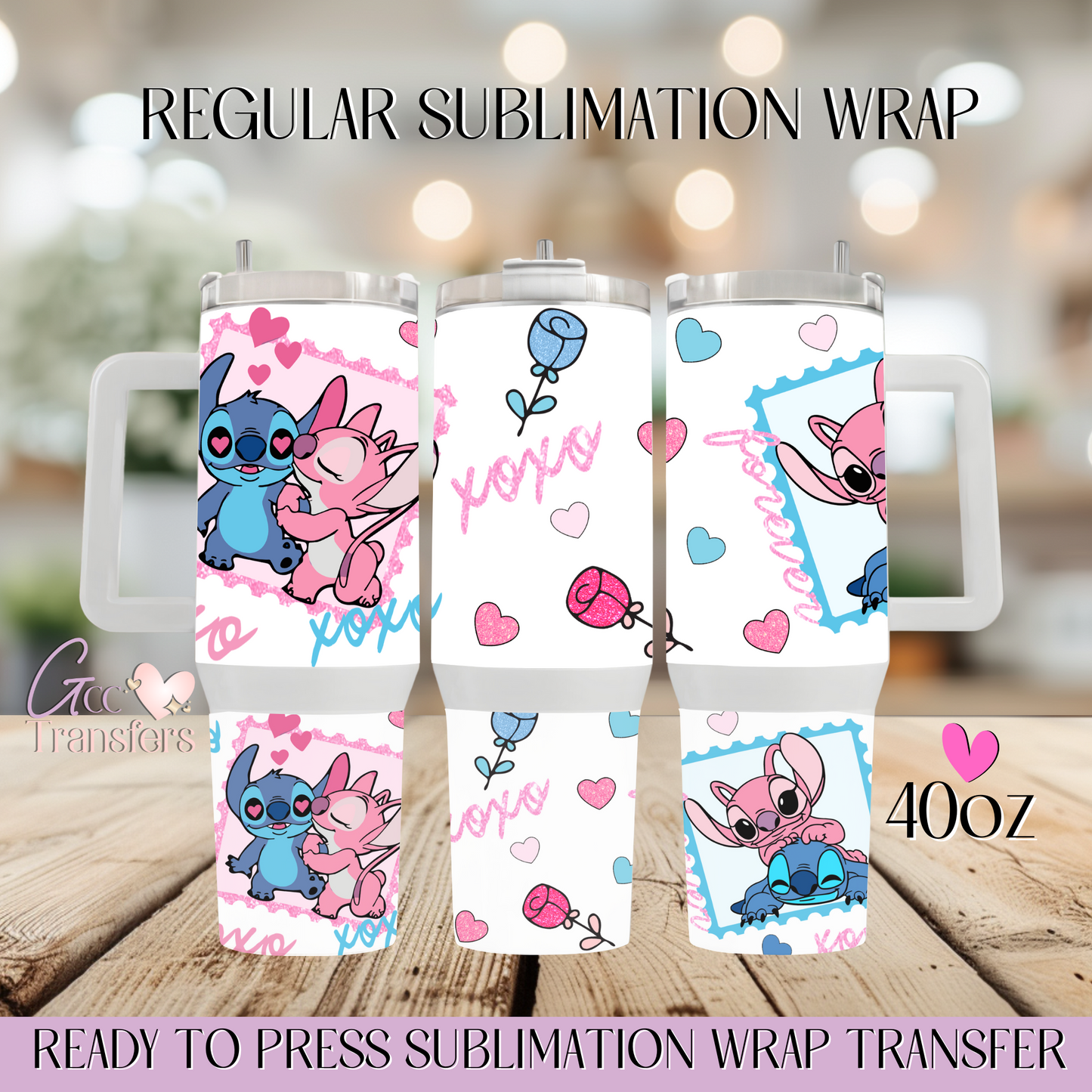 Valentine Cute Blue Cartoon  - 40oz Regular Sublimation Wrap