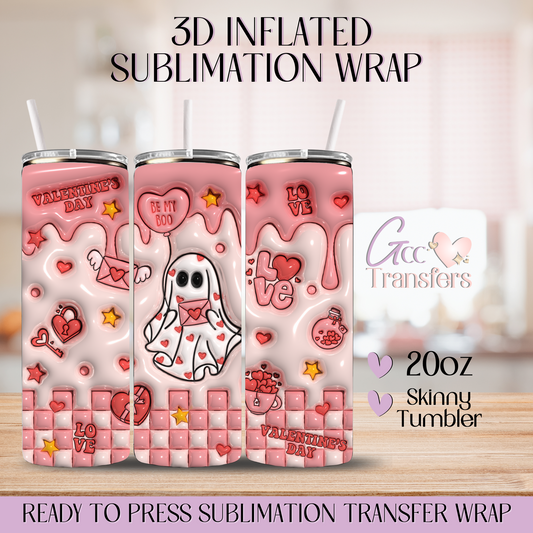 Ghost Valentine's Day Boo - 20oz 3D Inflated Sublimation Wrap