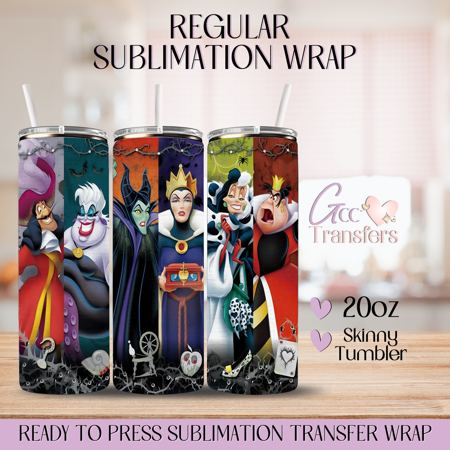 Villains Faces Characters - 20oz Regular Sublimation Wrap