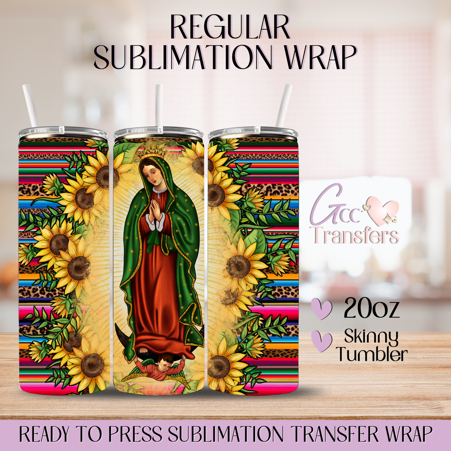 Our Lady of Guadalupe Sunflower - 20oz Regular Sublimation Wrap