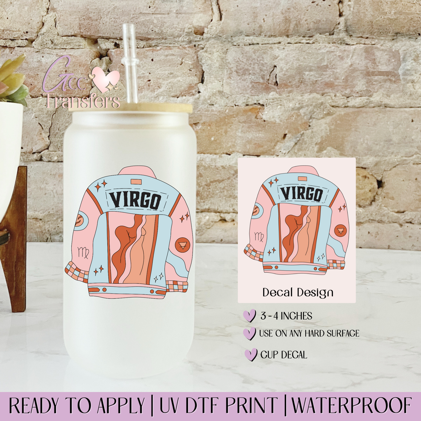 Virgo Retro Zodiac Sign - Decal UVDTF