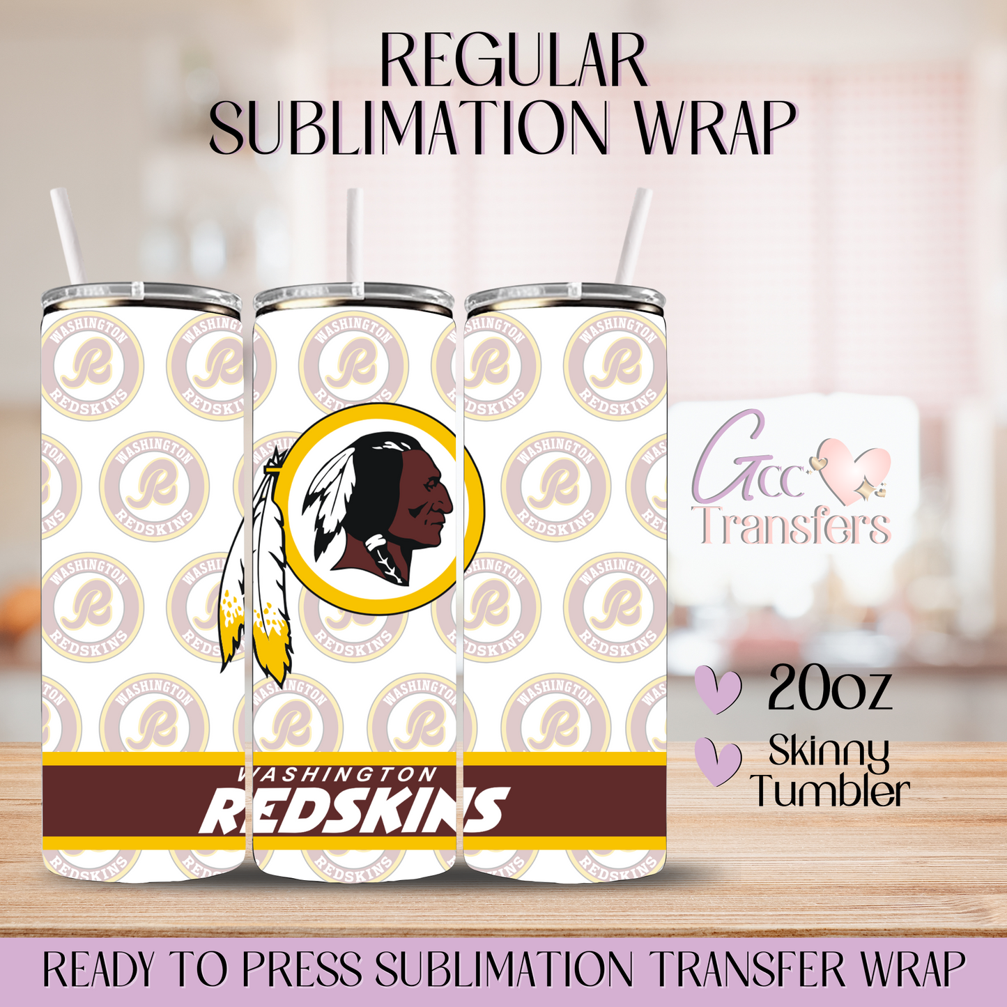 Washington Redskins Football Team - 20oz Regular Sublimation Wrap