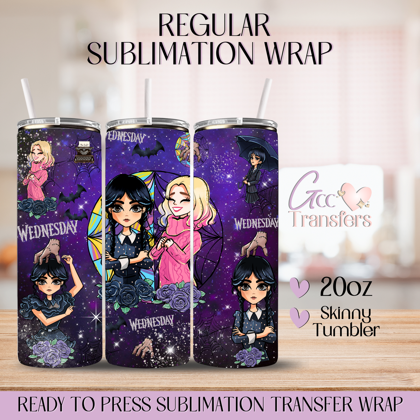 Wednesday A Cute Character - 20oz Regular Sublimation Wrap