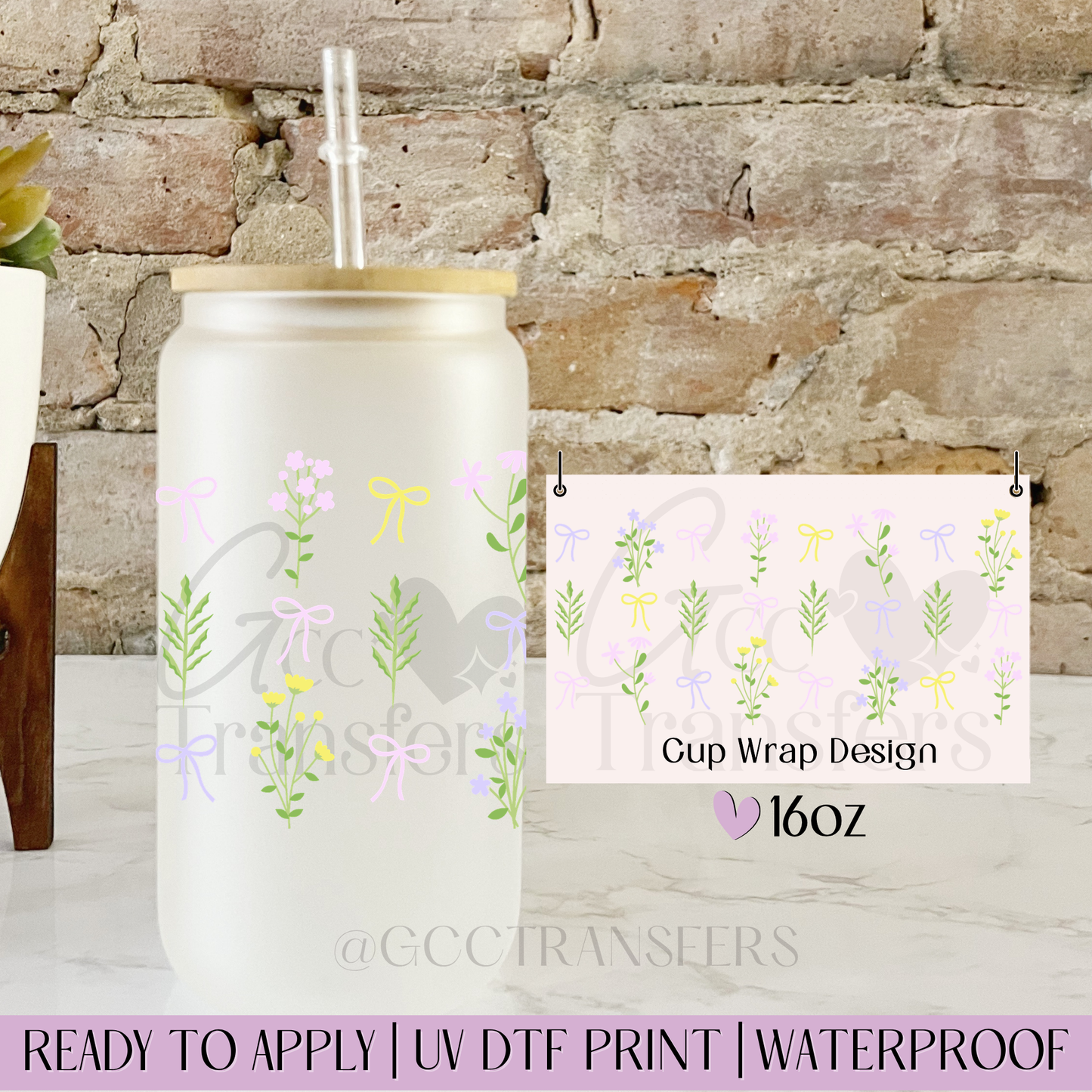 Whimsical Coquette Flowers - 16oz UV DTF WRAP