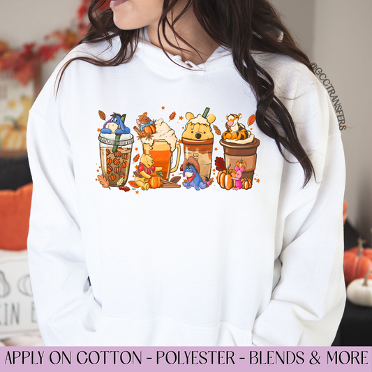 Iced Coffee Fall Leaves Hunny - Full Color DTF Transfer