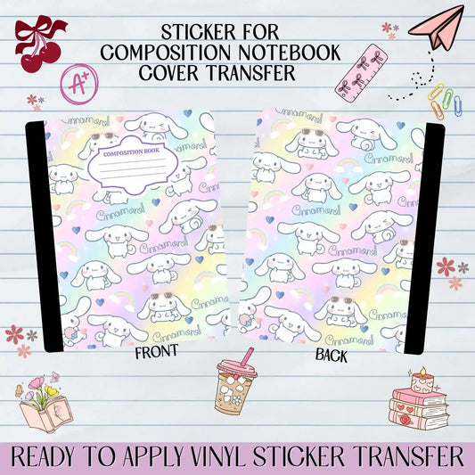 White Puppy Character - Sticker for Notebook Cover