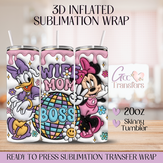 Wife Mom Boss Mouse - 20oz 3D Inflated Sublimation Wrap