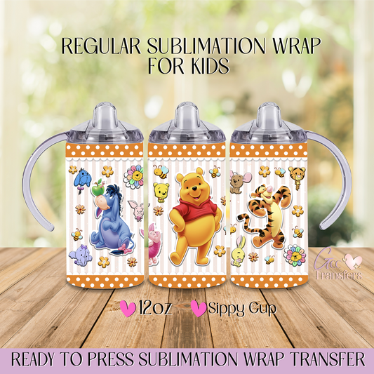 Honey Friend Orange Dots- 12oz Regular Sublimation Wrap