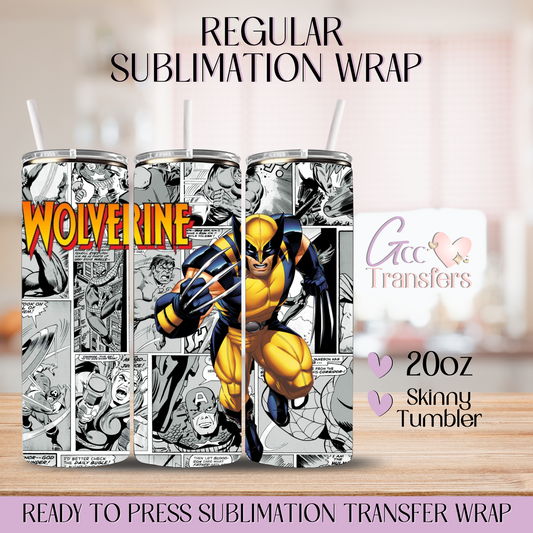 Yellow Super Hero Newspaper Comics - 20oz Regular Sublimation Wrap