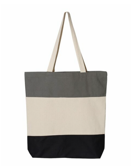 Black/Natural/Light Grey - Tri-color Tote Bag