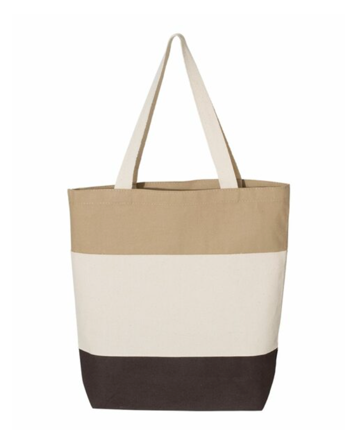 Chocolate/Natural/Khaki - Tri-color Tote Bag