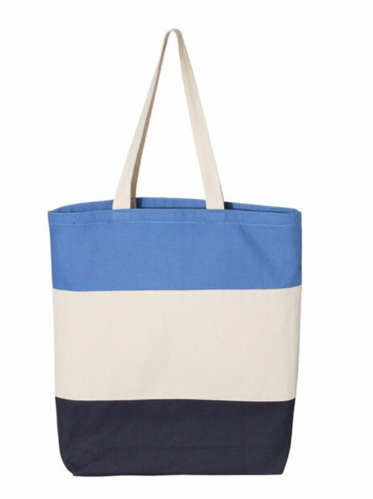 Navy/Natural/Carolina Blue - Tri-color Tote Bag