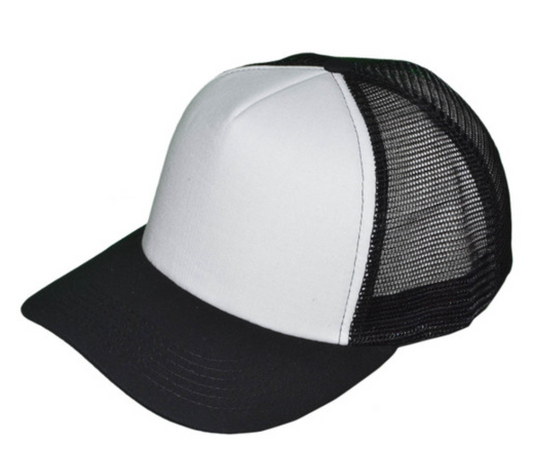 White/Black - 5 Panel Cotton Foam Trucker Hats