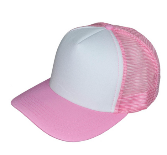 White/Neon Pink - 5 Panel Cotton Foam Trucker Hats